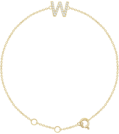 652689 Bracelet Set 14K Yellow Initial W Natural Diamond Round 1.1 Mm I1, H+ 0.07 Ctw 6-7 In Polished .07 Ctw Natural Diamond Initial Bracelet