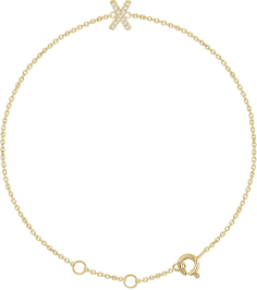 652689 Bracelet Set 14K Yellow Initial X Natural Diamond Round .8 Mm I1, H+ 0.04 Ctw 6-7 In Polished .04 Ctw Natural Diamond Initial Bracelet