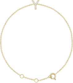 652689 Bracelet Set 14K Yellow Initial Y Natural Diamond Round 1 Mm I1, H+ 0.04 Ctw 6-7 In Polished .04 Ctw Natural Diamond Initial Bracelet