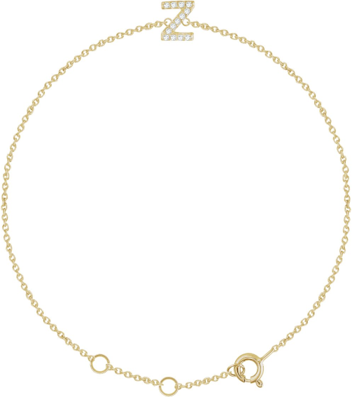 652689 Bracelet Set 14K Yellow Initial Z Natural Diamond Round 1 Mm I1, H+ 0.06 Ctw 6-7 In Polished .06 Ctw Natural Diamond Initial Bracelet