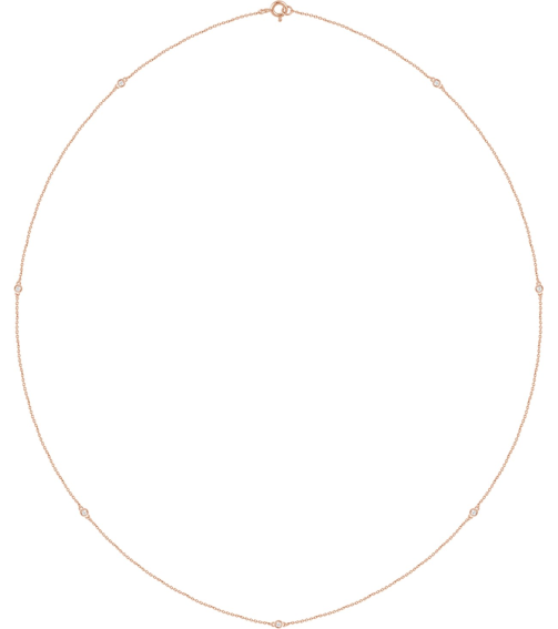 68577 Set 14K Rose 7-Stone Natural Diamond 2Mm 14 Ctw I1, H+ Each Polished 14 Ctw Natural Diamond Necklace