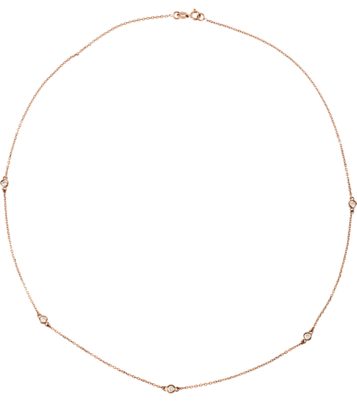 68577 Set 14K Rose 7-Stone Natural Diamond 2Mm 14 Ctw I1, H+ Each Polished 14 Ctw Natural Diamond Necklace