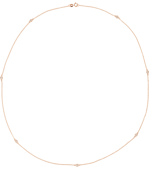 68577 Set 14K Rose 7-Stone Natural Diamond 2Mm 14 Ctw I1, H+ Each Polished 14 Ctw Natural Diamond Necklace