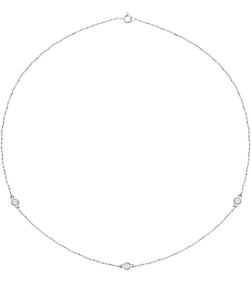 68577 Set Sterling Silver 5-Stone Natural Diamond 3Mm 12 Ctw I1, H+ Each Polished 12 Ctw Natural Diamond Necklace