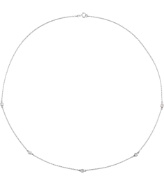 68577 Set Sterling Silver 5-Stone Natural Diamond 3.65Mm 1 Ctw I1, H+ Each Polished 1 Ctw Natural Diamond Necklace