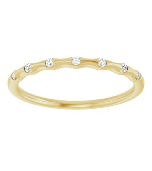 652976 Ring Set 14K Yellow Natural Diamond Round 1.3 Mm Polished .06 Ctw Natural Diamond Stackable Ring