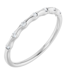 652976 Ring Set 14K White Natural Diamond Round 1.3 Mm Polished .06 Ctw Natural Diamond Stackable Ring