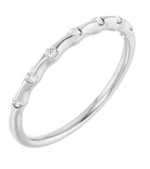 652976 Ring Set 14K White Natural Diamond Round 1.3 Mm Polished .06 Ctw Natural Diamond Stackable Ring