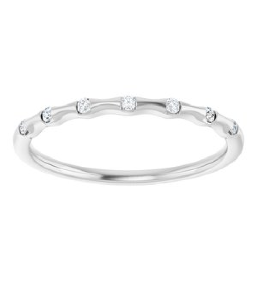 652976 Ring Set 14K White Natural Diamond Round 1.3 Mm Polished .06 Ctw Natural Diamond Stackable Ring