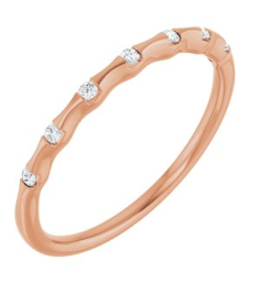 652976 Ring Set 14K Rose Natural Diamond Round 1.3 Mm Polished .06 Ctw Natural Diamond Stackable Ring