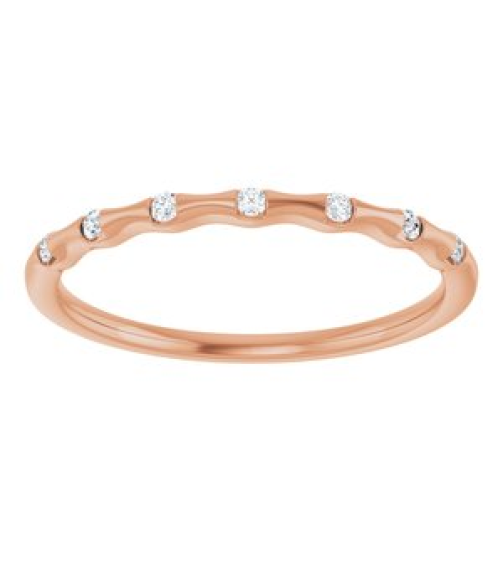 652976 Ring Set 14K Rose Natural Diamond Round 1.3 Mm Polished .06 Ctw Natural Diamond Stackable Ring