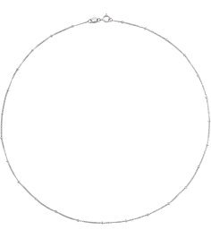 Ch228 14K White Curb 1 Mm 24 In Spring Ring Polished Beaded Curb Chain