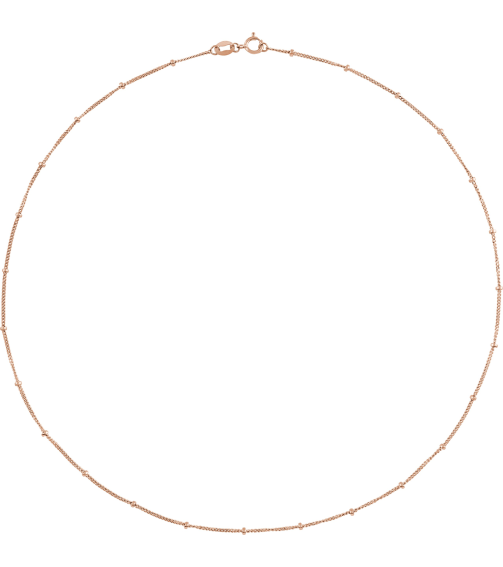 Ch228 14K Rose Curb 1 Mm 24 In Spring Ring Polished Beaded Curb Chain