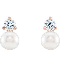 86719 Earring Set Cultured White Freshwater Pearl Pearl 6.0-6.5 Mm 14K Rose Natural Diamond Pair Friction Backs Included Polished Cultured White Freshwater Pearl And 12 Ctw Natural Diamond Earrings
