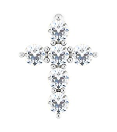 R42359 Pendant Set 14K White Round Natural Diamond 8.7 X 6.6 Mm 1.8Mm 16 Ctw I1, G-H Polished 16 Ctw Natural Diamond Cross Pendant