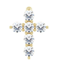 R42359 Pendant Set 14K Yellow Round Natural Diamond 8.7 X 6.6 Mm 1.8Mm 16 Ctw I1, G-H Polished 16 Ctw Natural Diamond Cross Pendant