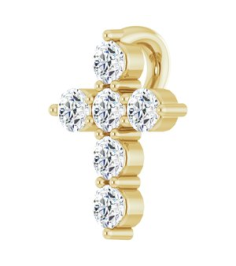R42359 Pendant Set 14K Yellow Round Natural Diamond 8.7 X 6.6 Mm 1.8Mm 16 Ctw I1, G-H Polished 16 Ctw Natural Diamond Cross Pendant