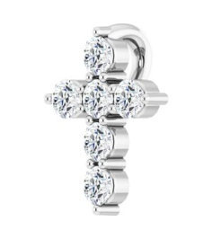 R42359 Pendant Set Platinum Round Natural Diamond 8.7 X 6.6 Mm 1.8Mm 16 Ctw Si2-Si3, G-H Polished 16 Ctw Natural Diamond Cross Pendant