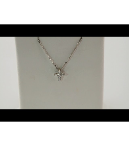 R42359 Necklace Set Platinum Round Natural Diamond 8.7 X 6.6 Mm 1.8Mm 16 Ctw Si2-Si3, G-H 16-18 In Polished 16 Ctw Natural Diamond Cross Necklace