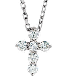R42359 Necklace Set Sterling Silver Round Natural Diamond 8.7 X 6.6 Mm 1.8Mm 16 Ctw I1, G-H 16-18 In Polished 16 Ctw Natural Diamond Cross Necklace