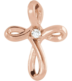 R42365 Pendant Set 14K Rose Round Natural Diamond 1.5Mm 0.015 Ct I1, G-H Polished .015 Ctw Natural Diamond Cross Pendant