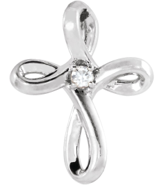 R42365 Pendant Set Platinum Round Natural Diamond 1.5Mm 0.015 Ct Si1-Si3, G-H Polished .015 Ctw Natural Diamond Cross Pendant