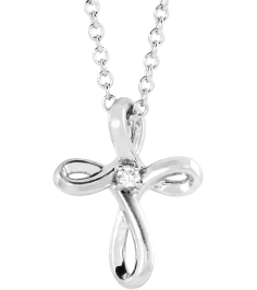R42365 Necklace Set Platinum Round Natural Diamond 1.5Mm 0.015 Ct Si1-Si3, G-H 16-18 In Polished .015 Ctw Natural Diamond Cross Necklace