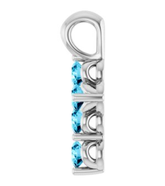 R42363 Pendant 14K White Set Natural Aquamarine Round 2 Mm 11.5 X 6.1 Mm Polished Natural Aquamarine Cross Pendant