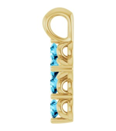 R42363 Pendant 14K Yellow Set Natural Aquamarine Round 2 Mm 11.5 X 6.1 Mm Polished Natural Aquamarine Cross Pendant
