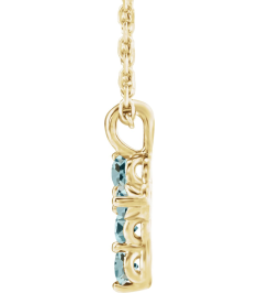 R42363 Necklace 14K Yellow Set Natural Aquamarine Round 2 Mm 11.5 X 6.1 Mm Polished Natural Aquamarine Cross 16-18 In Necklace