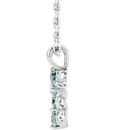 R42363 Necklace Platinum Set Natural Aquamarine Round 2 Mm 11.5 X 6.1 Mm Polished Natural Aquamarine Cross 16-18 In Necklace