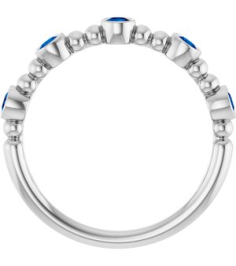 71991 Ring Set 14K White Natural Blue Sapphire Round 2.5 Mm Polished Natural Blue Sapphire Stackable Beaded Ring