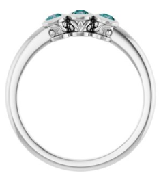 71996 Ring Set 14K White Natural Alexandrite Round 2.5 Mm Polished Natural Alexandrite 3-Stone Ring