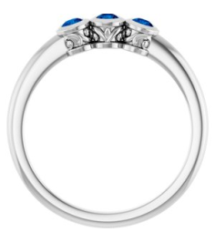 71996 Ring Set 14K White Natural Blue Sapphire Round 2.5 Mm Polished Natural Blue Sapphire 3-Stone Ring