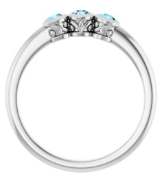 71996 Ring Set 14K White Natural Blue Zircon Round 2.5 Mm Polished Natural Blue Zircon 3-Stone Ring