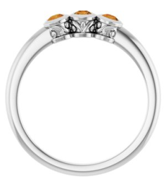 71996 Ring Set 14K White Natural Citrine Round 2.5 Mm Polished Natural Citrine 3-Stone Ring