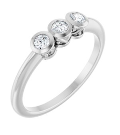 71996 Ring Set 14K White Natural Diamond Round 2.5 Mm Polished 15 Ctw Natural Diamond 3-Stone Ring