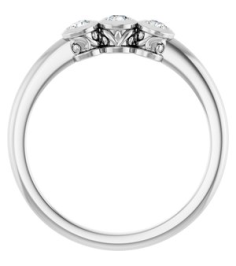 71996 Ring Set 14K White Natural Diamond Round 2.5 Mm Polished 15 Ctw Natural Diamond 3-Stone Ring