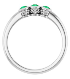 71996 Ring Set 14K White Natural Emerald Round 2.5 Mm Polished Natural Emerald 3-Stone Ring