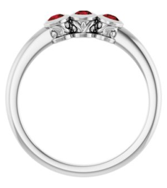 71996 Ring Set 14K White Natural Mozambique Garnet Round 2.5 Mm Polished Natural Mozambique Garnet 3-Stone Ring