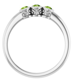 71996 Ring Set 14K White Natural Peridot Round 2.5 Mm Polished Natural Peridot 3-Stone Ring