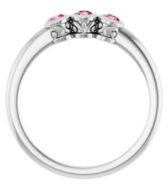 71996 Ring Set 14K White Natural Pink Tourmaline Round 2.5 Mm Polished Natural Pink Tourmaline 3-Stone Ring