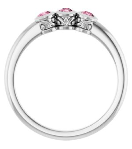 71996 Ring Set 14K White Natural Pink Tourmaline Round 2.5 Mm Polished Natural Pink Tourmaline 3-Stone Ring