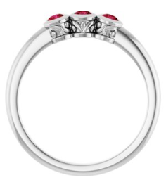 71996 Ring Set 14K White Natural Ruby Round 2.5 Mm Polished Natural Ruby 3-Stone Ring