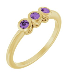 71996 Ring Set 14K Yellow Natural Amethyst Round 2.5 Mm Polished Natural Amethyst 3-Stone Ring