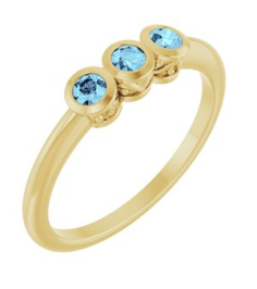 71996 Ring Set 14K Yellow Natural Aquamarine Round 2.5 Mm Polished Natural Aquamarine 3-Stone Ring