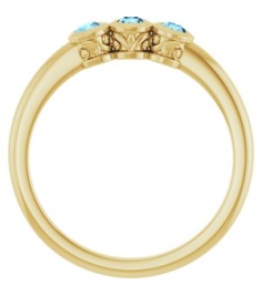 71996 Ring Set 14K Yellow Natural Aquamarine Round 2.5 Mm Polished Natural Aquamarine 3-Stone Ring