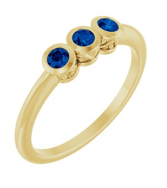 71996 Ring Set 14K Yellow Natural Blue Sapphire Round 2.5 Mm Polished Natural Blue Sapphire 3-Stone Ring