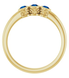 71996 Ring Set 14K Yellow Natural Blue Sapphire Round 2.5 Mm Polished Natural Blue Sapphire 3-Stone Ring
