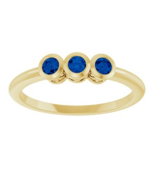 71996 Ring Set 14K Yellow Natural Blue Sapphire Round 2.5 Mm Polished Natural Blue Sapphire 3-Stone Ring